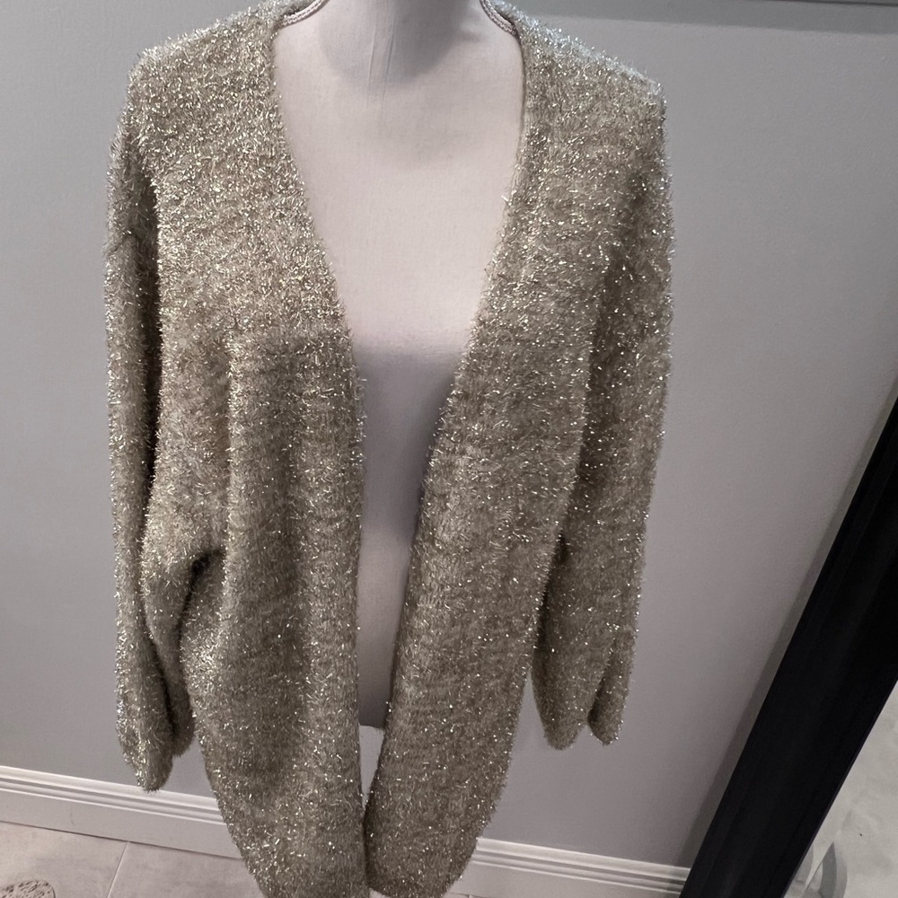 Elegant Metallic Cream Sweater
